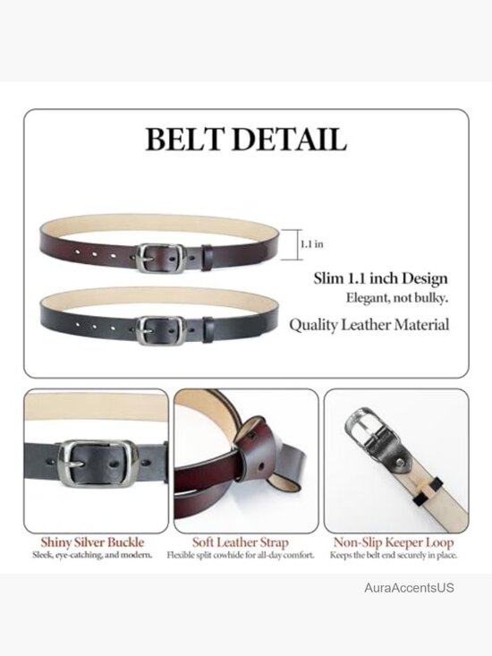 2 Pack Leather Belt Women Pin Buckle Belts for Jeans Pants Dresses main image 5